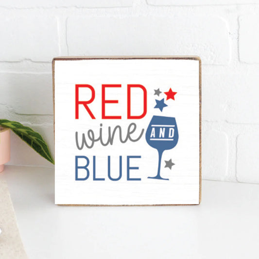 Red, Wine & Blue Square Block Sign